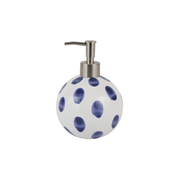 Vietri Viva Santorini Dot Ceramic Olive Oil Bottle - 16 Oz, Blue & White Earthenware Cruet